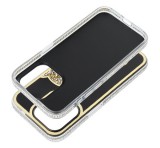 Apple Teddy Bear iPhone 15 Pro csillogó köves tok, arany