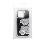 Apple Teddy Bear iPhone 15 Pro csillogó köves tok, ezüst