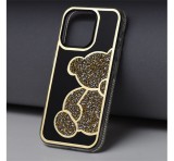Apple Teddy Bear iPhone 16 Pro csillogó köves tok, arany