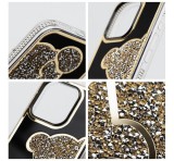 Apple Teddy Bear iPhone 16 Pro Max csillogó köves tok, arany