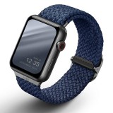 Apple Watch 4/5/6/7/8/9/SE/SE2 okosóra szíj, 38/40/41mm kompatibilis, sötétkék, fonott, prémium, UNIQ