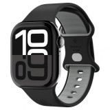 Apple Watch 4-6, SE, SE (2022), SE (2025) (38 / 40 mm) / Watch 7-9 (41 mm) / Watch 10-11 (42 mm), szilikon pótszíj, állítható, Spigen Nano Pop, fekete/szürke