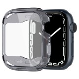 Apple Watch 7-9 (45 mm), Szilikon védőkeret, ütésálló, szíj nélkül, Spigen Ultra Hybrid, átlátszó/szürke