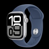 Apple Watch S10 Cellular 42mm ezüst alumíniumtok, kék sport M/L (APPLE-MWX43QH)