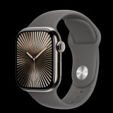 Apple Watch S10 Cellular 42mm titántok, kőszürke sportszíj M/L (APPLE-MWXE3QH)