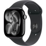 Apple Watch S11 Cellular 42mm Jet Black Aluminium Case with Black Sport Band M/L MF854