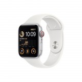 Apple Watch SE (2022) GPS + Cellular 44mm ezüstszínű alumíniumtok, fehér sportszíj (MNQ23CM/A) (MNQ23CM/A) - Okosóra