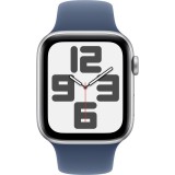 Apple Watch SE Alumínium 44mm Okosóra S/M Sport szíjjal - Ezüst / Kék (MXEQ3QF/A)