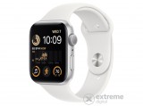 Apple Watch SE2 GPS, 44mm, Ezüst alumínium tok, Fehér sportszíjjal