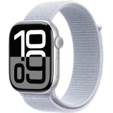 Apple Watch Series 10 46mm okosóra ezüst alumínium tokkal (aluminium silver) kék M/L sport pánttal (denim sport band M/L) (MWWM3) - Apple Garancia