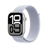 Apple Watch Series 10 GPS 46mm Ezüst Aluminium Tok, Fakókék Sportpánt (Textil szíj)