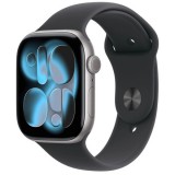 Apple Watch Series 11 46mm okosóra szürke alumínium tokkal (gray) fekete S/M sport pánttal (sport black S/M) - Apple Garancia