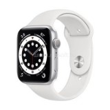Apple Watch Series 6 GPS-es 44mm ezüst alumíniumtok fehér sportszíjas okosóra (M00D3HC/A)