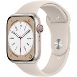 Apple Watch Series 8 Aluminium Cellular 45mm Polarstern (Sportarmband polarstern) (MNK73FD/A) - Okosóra
