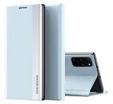 Apple Wooze Silver Line iPhone 16 Pro oldalra nyíló tok, stand, világoskék