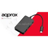 APPROX Adapter - 4 portos USB3.2 Gen A - Type-C HUB, Fekete (APPH4P3C)