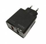 APPROX APPUSBWALLQC 18W 2db USB QC3.0 telefon töltő fekete