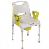AQTICA COMFORT háttámlás zuhany és wc szék állítható magassággal, 130kg-ig kivehető karfa és háttámla