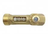 AQUASYS Átfolyásmérő áramlásmérő sárgaréz 2-8 l/p 1/2" B 3/4"K állítható szabályozható átfolyás mennyiség mérő