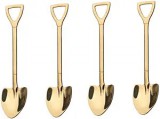 Arany Színű Ásó Alakú Kanál (4 db) – Egyedi Desszertkanál Szett
