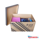 Archiváló konténer karton doboz fedeles 52x35x30cm, külön záródó levehetõ fedéllel Fornax