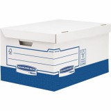 Archiválókonténer, karton, ultra er&#337;s, nagy, fellowes "bankers box basic", kék-fehér 4474601