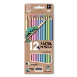 Ars Una: 12 pasztell színű háromszögletű színes ceruzakészlet hegyezővel