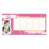 Ars Una Cuki állatok órarend, 23x11 cm, kétoldalas, macska