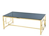 Art-Pol Design fém arany dohányzóasztal, füstüveg asztallap 45x120x60cm