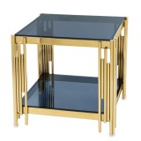Art-Pol Design fém arany dohányzóasztal, füstüveg asztallap 56x59x59cm