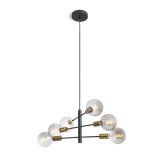 ARTEMIA 6 függőlámpa fekete szálcsiszolt sárgaréz 230V LED E27 6x15W