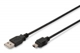 Assmann Digitus 1m USB 2.0 USB kábel USB A Mini-USB B Fekete