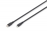 Assmann Lightningh to USB-C Silicone USB2.0 60W Cable 0,5m Black AK-600110-005-S