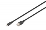 Assmann Lightningh to USB Silicone USB2.0 12W Cable 1m Black AK-600108-010-S