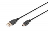 Assmann USB 2.0 connection cable, type  A - mini B (5pin) 1,8m Black AK-300130-018-S
