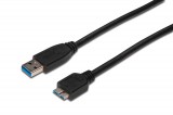 Assmann USB3.2 connection cable USB A - Micro USB B 0,25m Black AK-300117-003-S