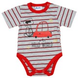 Asti Autós rövid ujjú baba body szürke