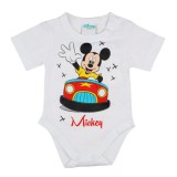 Asti Bébi rövid ujjú kombidressz egyfal Vp. Mickey fehér 56-74