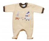 Asti Belül bolyhos, hosszú ujjú baba rugdalózó – Állatos mintával