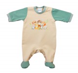 Asti Belül bolyhos, hosszú ujjú baba rugdalózó – Állatos mintával