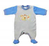 Asti Belül bolyhos, hosszú ujjú baba rugdalózó – Állatos mintával