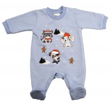 Asti Belül bolyhos hosszú ujjú baba rugdalozó karácsonyi mintával