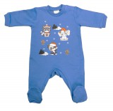 Asti Belül bolyhos hosszú ujjú baba rugdalozó karácsonyi mintával