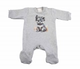 Asti Belül bolyhos hosszú ujjú kisfiú rugdalózó Farkas mintával