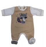 Asti Belül bolyhos hosszú ujjú kisfiú rugdalózó Mosómedve mintával