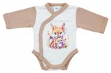 Asti Elöl patentos hosszú ujjú baba body Erdő állatai mintával