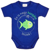 Asti "Én is nagy horgász leszek" feliratos rövid ujjú baba body kék
