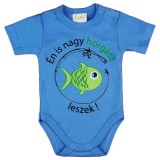 Asti "Én is nagy horgász leszek" feliratos rövid ujjú baba body sárga