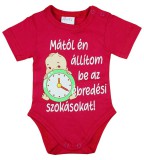 Asti Feliratos rövid ujjú kislány baba body pink