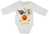 Asti Halloween hosszú ujjú baba body fehér